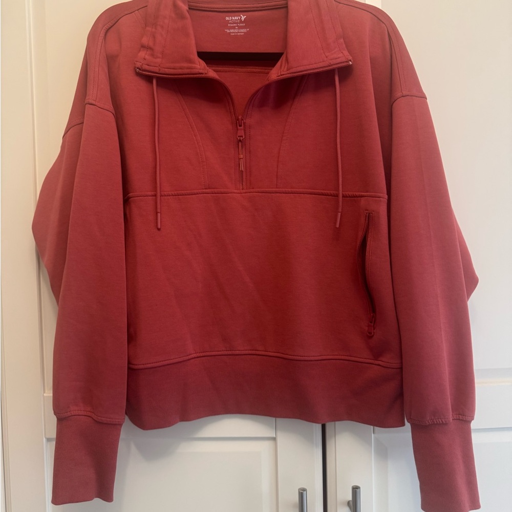 Old Navy Half-Zip Pullover Sweatshirt - Rust Red